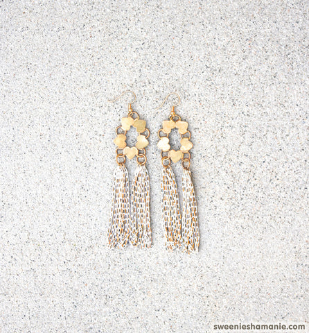 Dripping In Gold Earrings (White)
